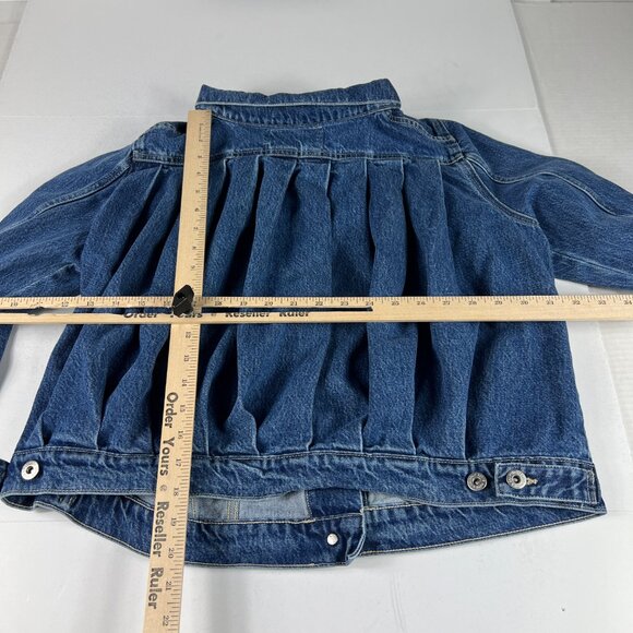 Levi's Made & Crafted Jean Jacket Women Medium Big E Blue Pleated Back Trucker - Picture 12 of 16